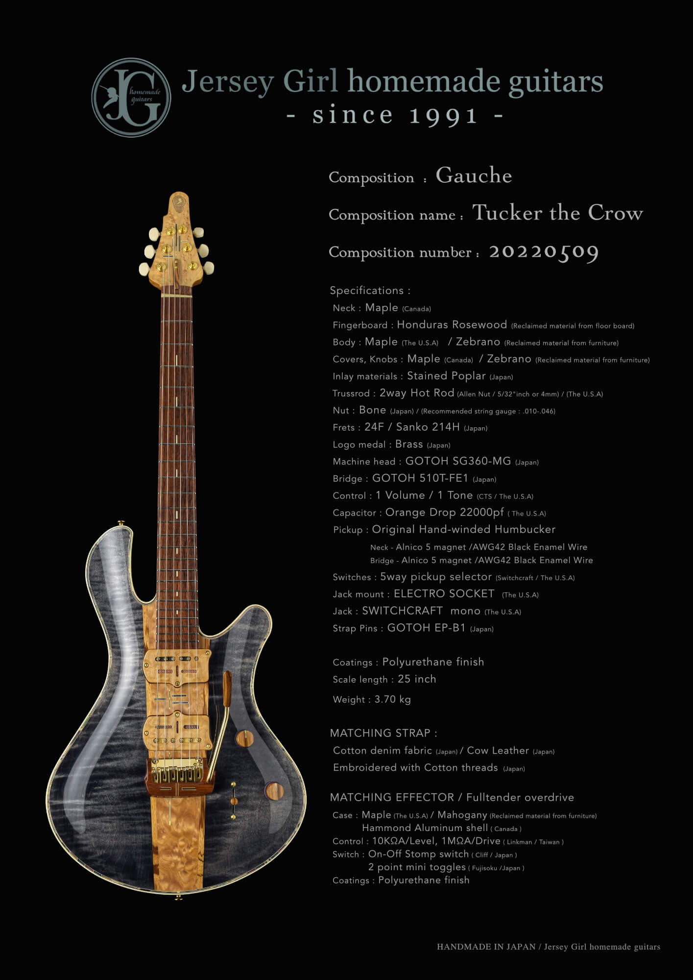 Jersey Girl Homemade Guitars GAUCHE-Tucker the Crow