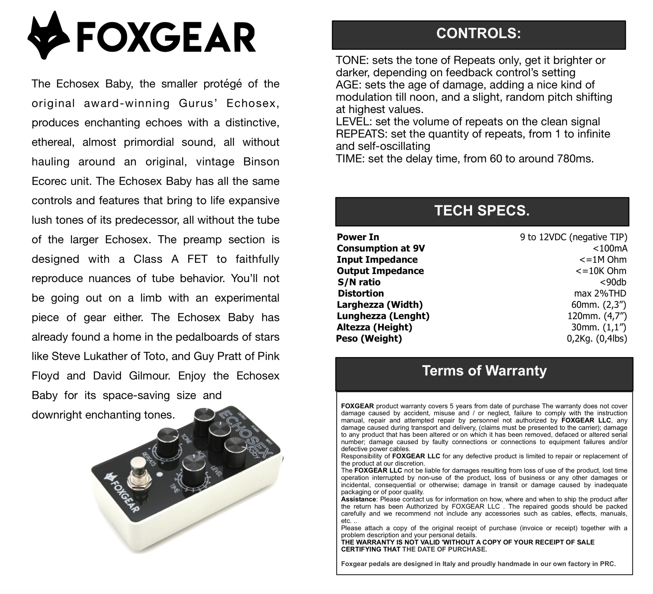 Foxgear Pedals Echosex Baby