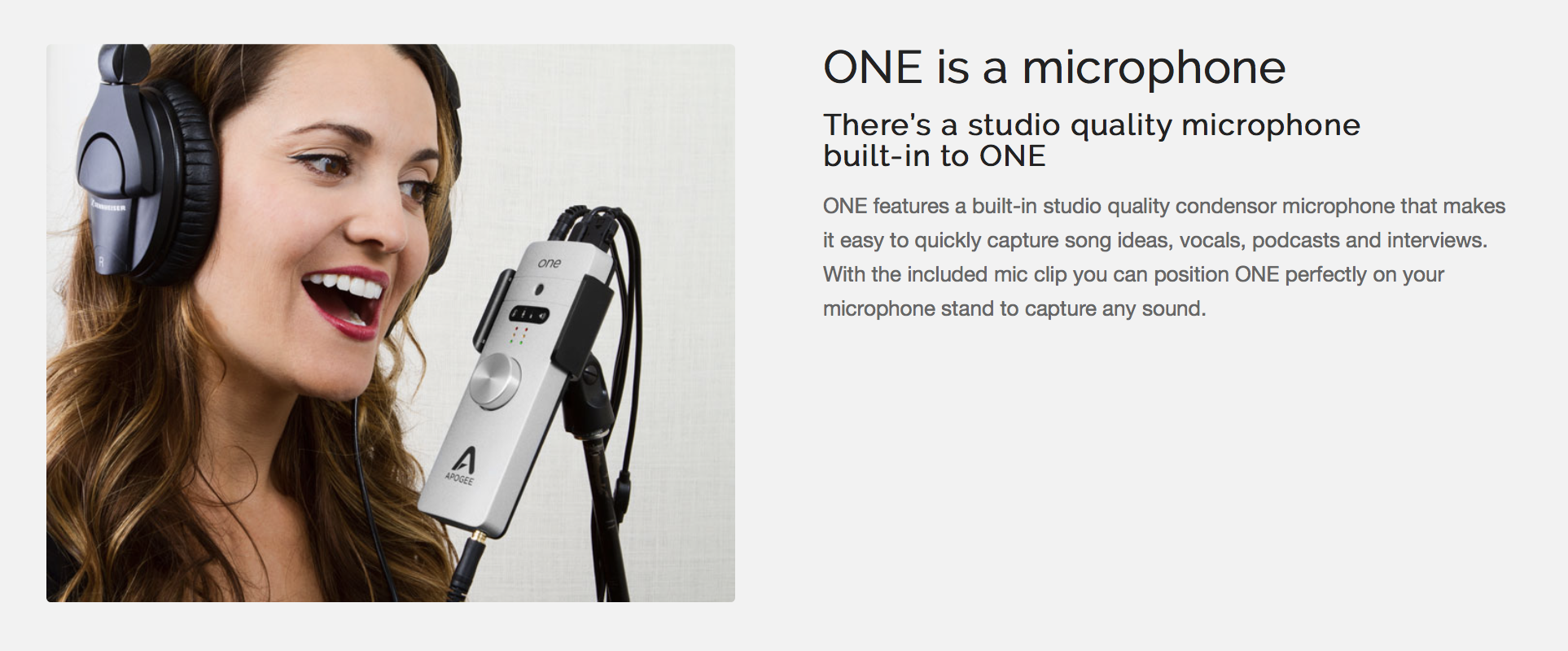 Apogee One 2 IN x 2 OUT USB Audio Interface/Microphone for Mac and PC
