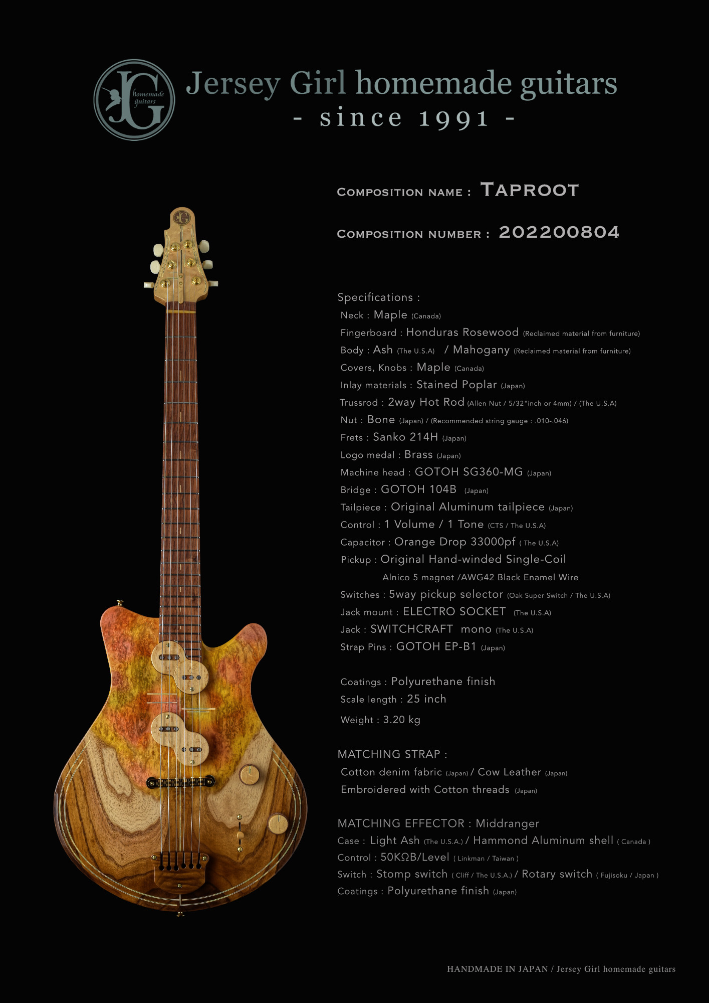 Jersey Girl Homemade Guitars Tapa - TapRoot