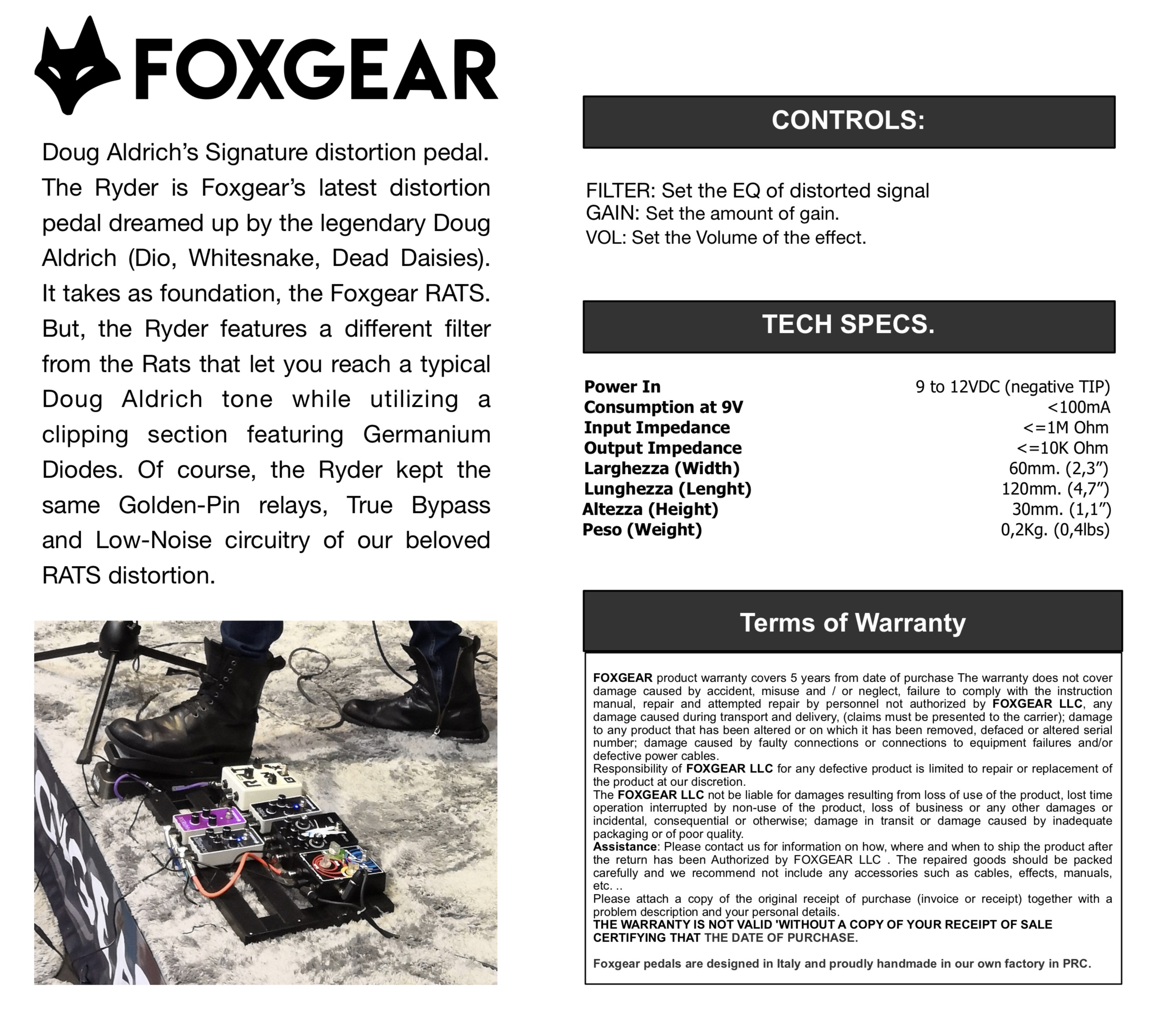 Foxgear Pedals Ryder (Doug Aldrich Signature Distortion)