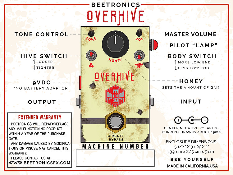 Beetronics Overhive Medium Gain Overdrive